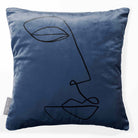 Joyful Face | Sustainable Velvet Cushion - Petrol Blue 40 x 40 cm Standard by Izabela Peters