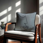 Joyful Face | Sustainable Velvet Cushion - French Grey 40 x 40 cm Standard by Izabela Peters