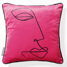 Joyful Face | Sustainable Velvet Cushion - Hot Pink 40 x 40 cm Piped by Izabela Peters