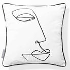 Joyful Face | Sustainable Velvet Cushion - White & Black 40 x 40 cm Piped by Izabela Peters