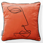 Joyful Face | Sustainable Velvet Cushion - Burnt Ochre 40 x 40 cm Piped by Izabela Peters