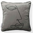 Joyful Face | Sustainable Velvet Cushion - Beluga 40 x 40 cm Piped by Izabela Peters
