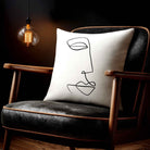 Joyful Face | Sustainable Velvet Cushion - White & Black 40 x 40 cm Standard by Izabela Peters