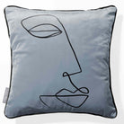 Joyful Face | Sustainable Velvet Cushion - French Grey 40 x 40 cm Piped by Izabela Peters
