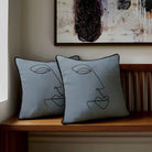 Joyful Face | Sustainable Velvet Cushion - French Grey 40 x 40 cm Standard by Izabela Peters