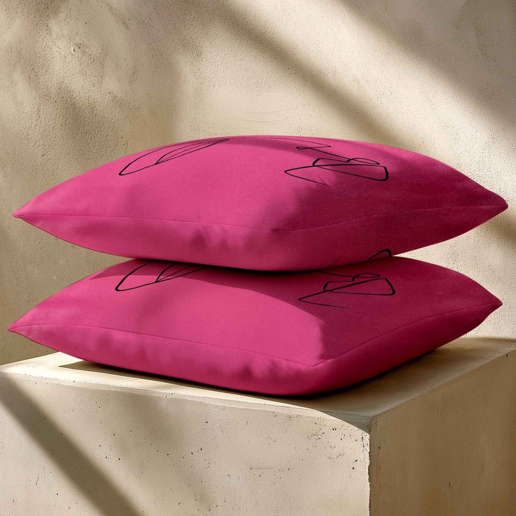 Joyful Face | Sustainable Velvet Cushion - Hot Pink 40 x 40 cm Standard by Izabela Peters