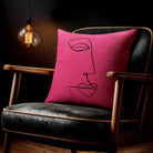 Joyful Face | Sustainable Velvet Cushion - Hot Pink 40 x 40 cm Standard by Izabela Peters