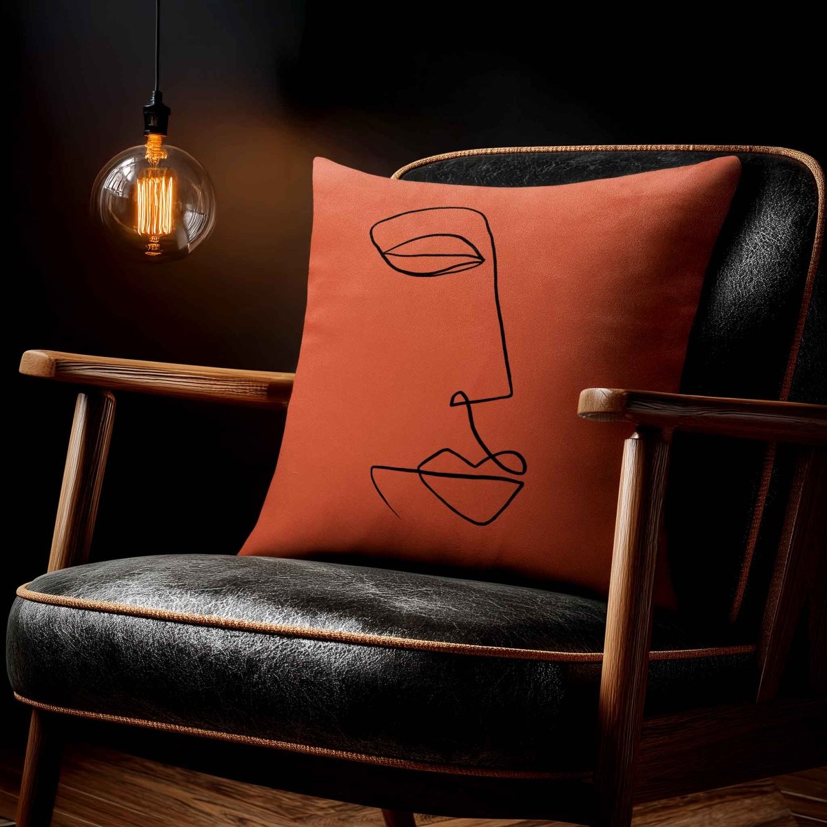 Joyful Face | Sustainable Velvet Cushion - Burnt Ochre 40 x 40 cm Standard by Izabela Peters