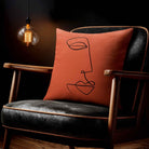 Joyful Face | Sustainable Velvet Cushion - Burnt Ochre 40 x 40 cm Standard by Izabela Peters