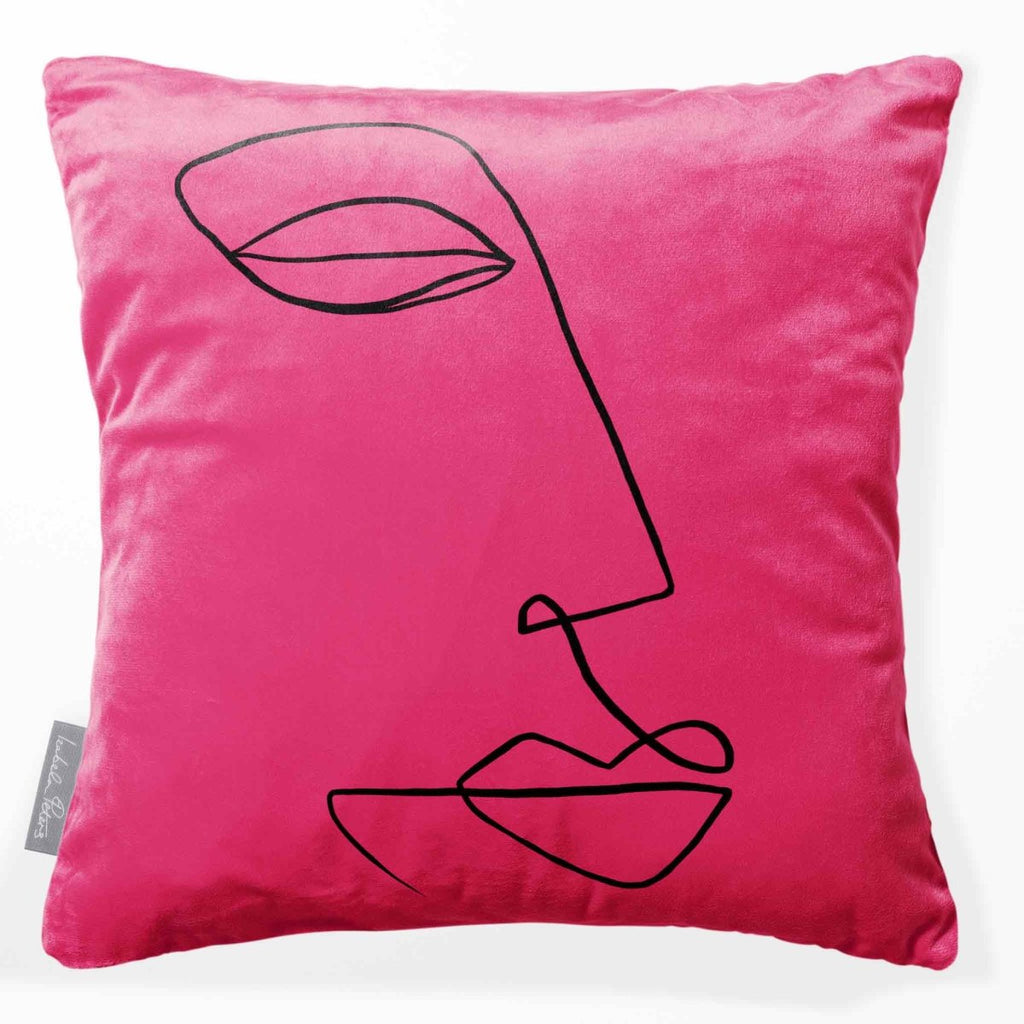 Joyful Face | Sustainable Velvet Cushion - Hot Pink 40 x 40 cm Standard by Izabela Peters