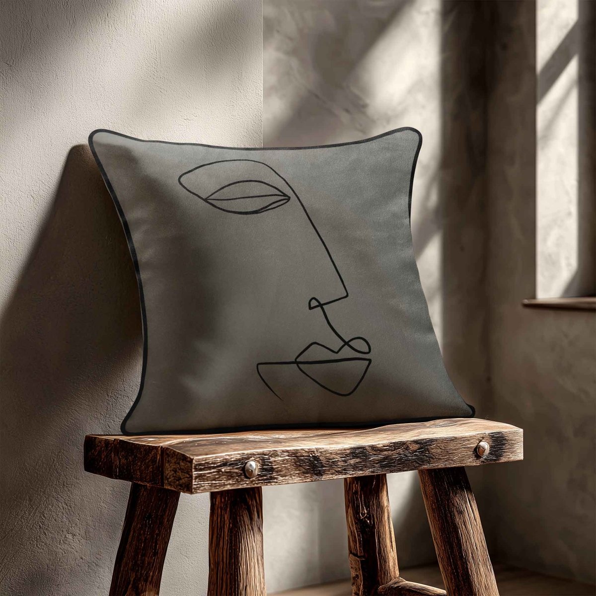 Joyful Face | Sustainable Velvet Cushion - Beluga 40 x 40 cm Standard by Izabela Peters