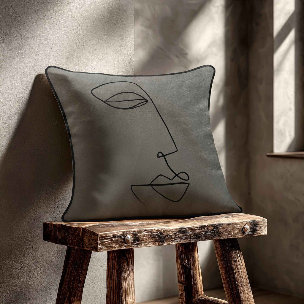 Joyful Face | Sustainable Velvet Cushion - Beluga 40 x 40 cm Standard by Izabela Peters