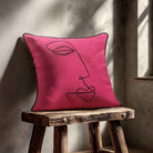 Joyful Face | Sustainable Velvet Cushion - Hot Pink 40 x 40 cm Standard by Izabela Peters