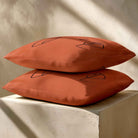 Joyful Face | Sustainable Velvet Cushion - Burnt Ochre 40 x 40 cm Standard by Izabela Peters