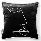 Joyful Face | Sustainable Velvet Cushion - Black & White 40 x 40 cm Piped by Izabela Peters