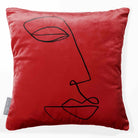 Joyful Face | Sustainable Velvet Cushion - Crimson Muse 40 x 40 cm Standard by Izabela Peters