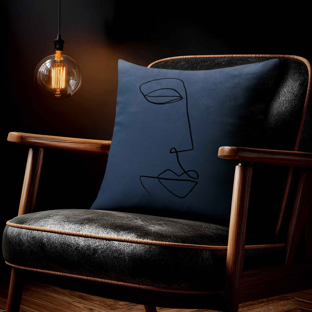 Joyful Face | Sustainable Velvet Cushion - Petrol Blue 40 x 40 cm Standard by Izabela Peters