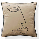 Joyful Face | Sustainable Velvet Cushion - Taupe 40 x 40 cm Piped by Izabela Peters