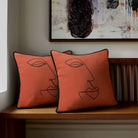 Joyful Face | Sustainable Velvet Cushion - Burnt Ochre 40 x 40 cm Standard by Izabela Peters