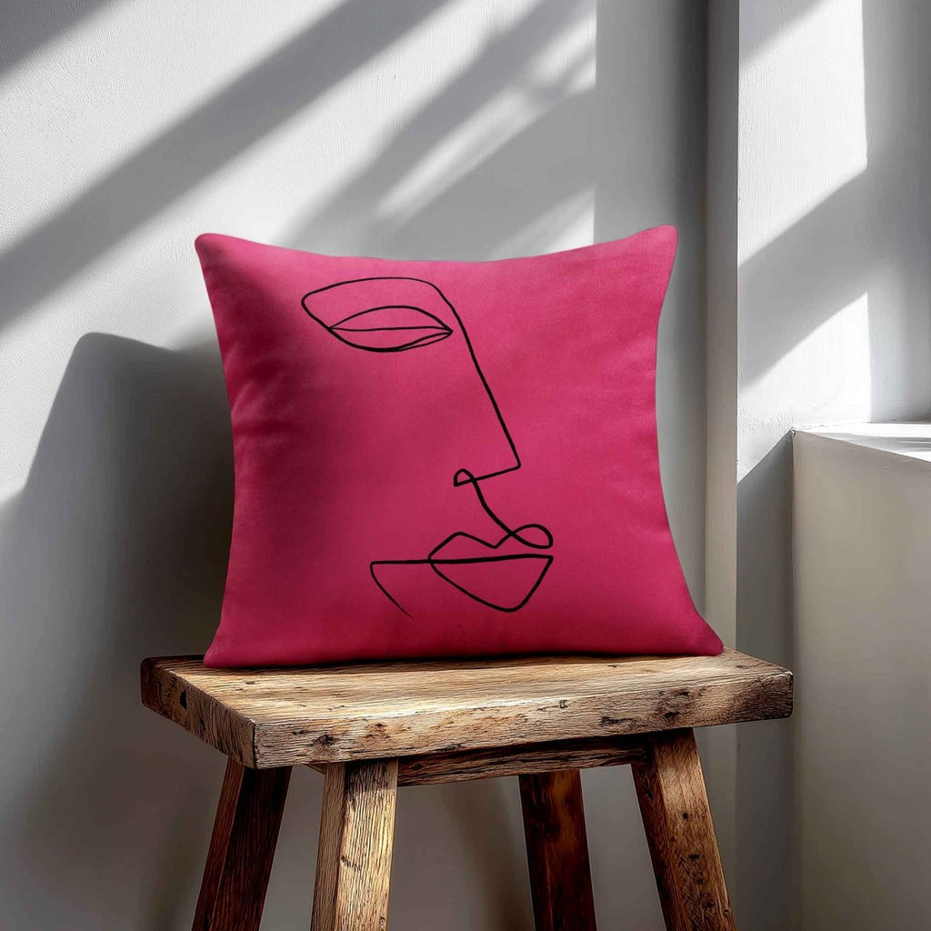 Joyful Face | Sustainable Velvet Cushion - Hot Pink 40 x 40 cm Standard by Izabela Peters
