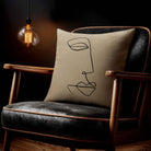 Joyful Face | Sustainable Velvet Cushion - Taupe 40 x 40 cm Standard by Izabela Peters