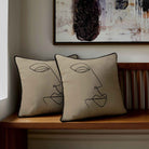 Joyful Face | Sustainable Velvet Cushion - Taupe 40 x 40 cm Standard by Izabela Peters
