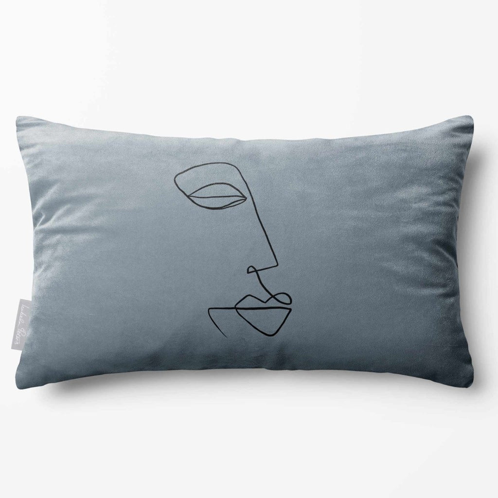 Joyful Face | Sustainable Velvet Rectangle Cushion - French Grey 50 x 30 cm Standard by Izabela Peters