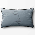 Joyful Face | Sustainable Velvet Rectangle Cushion - French Grey 50 x 30 cm Piped by Izabela Peters