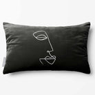 Joyful Face | Sustainable Velvet Rectangle Cushion - Black & White 50 x 30 cm Standard by Izabela Peters