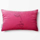 Joyful Face | Sustainable Velvet Rectangle Cushion - Hot Pink 50 x 30 cm Standard by Izabela Peters