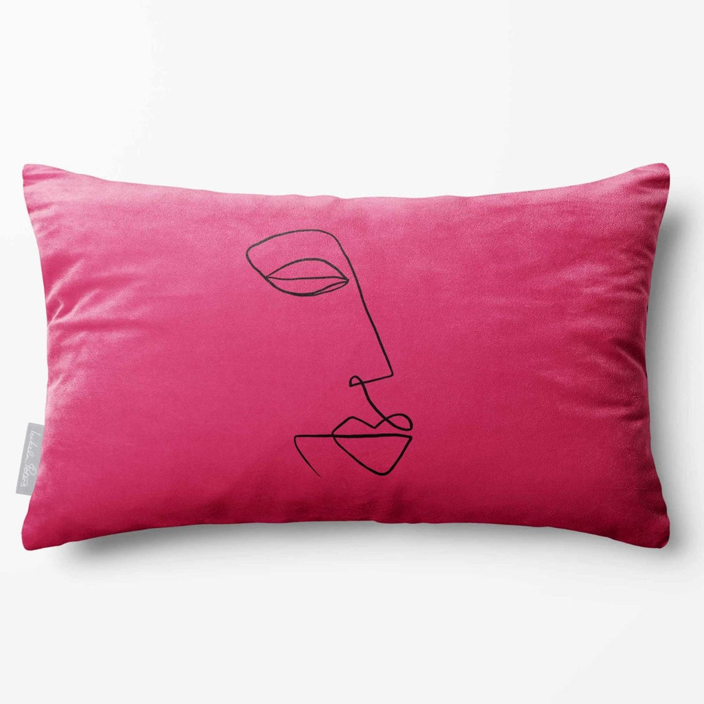 Joyful Face | Sustainable Velvet Rectangle Cushion - Hot Pink 50 x 30 cm Standard by Izabela Peters