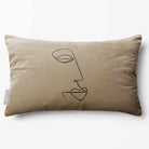 Joyful Face | Sustainable Velvet Rectangle Cushion - Taupe 50 x 30 cm Standard by Izabela Peters