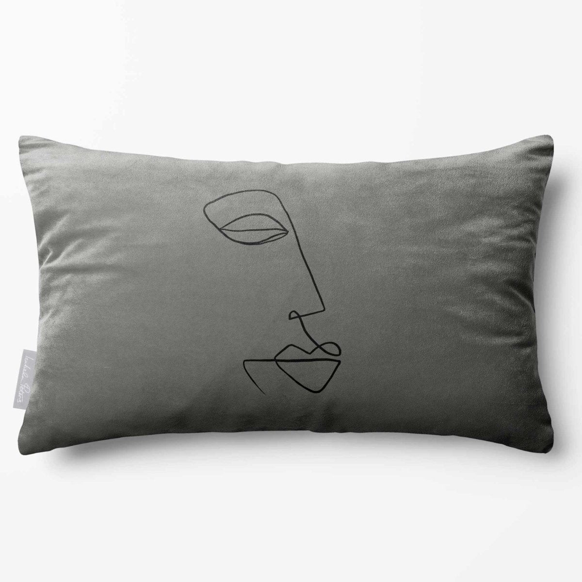 Joyful Face | Sustainable Velvet Rectangle Cushion - Beluga 50 x 30 cm Standard by Izabela Peters