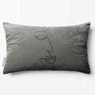 Joyful Face | Sustainable Velvet Rectangle Cushion - Beluga 50 x 30 cm Standard by Izabela Peters