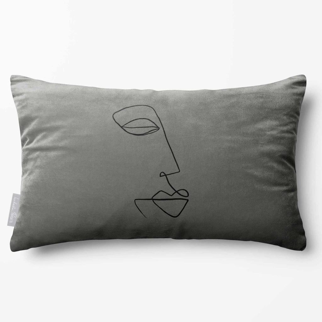 Joyful Face | Sustainable Velvet Rectangle Cushion - Beluga 50 x 30 cm Standard by Izabela Peters