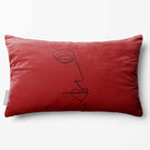 Joyful Face | Sustainable Velvet Rectangle Cushion - Crimson Muse 50 x 30 cm Standard by Izabela Peters