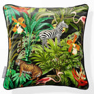 Jungle Fusion | Sustainable Velvet Cushion - Charcoal 40 x 40 cm Piped by Izabela Peters