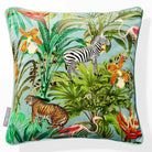 Jungle Fusion | Sustainable Velvet Cushion - Blue Surf 40 x 40 cm Piped by Izabela Peters
