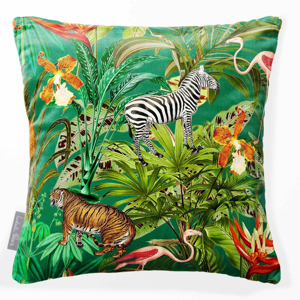 Jungle Fusion | Sustainable Velvet Cushion - Emerald Green 40 x 40 cm Smooth by Izabela Peters