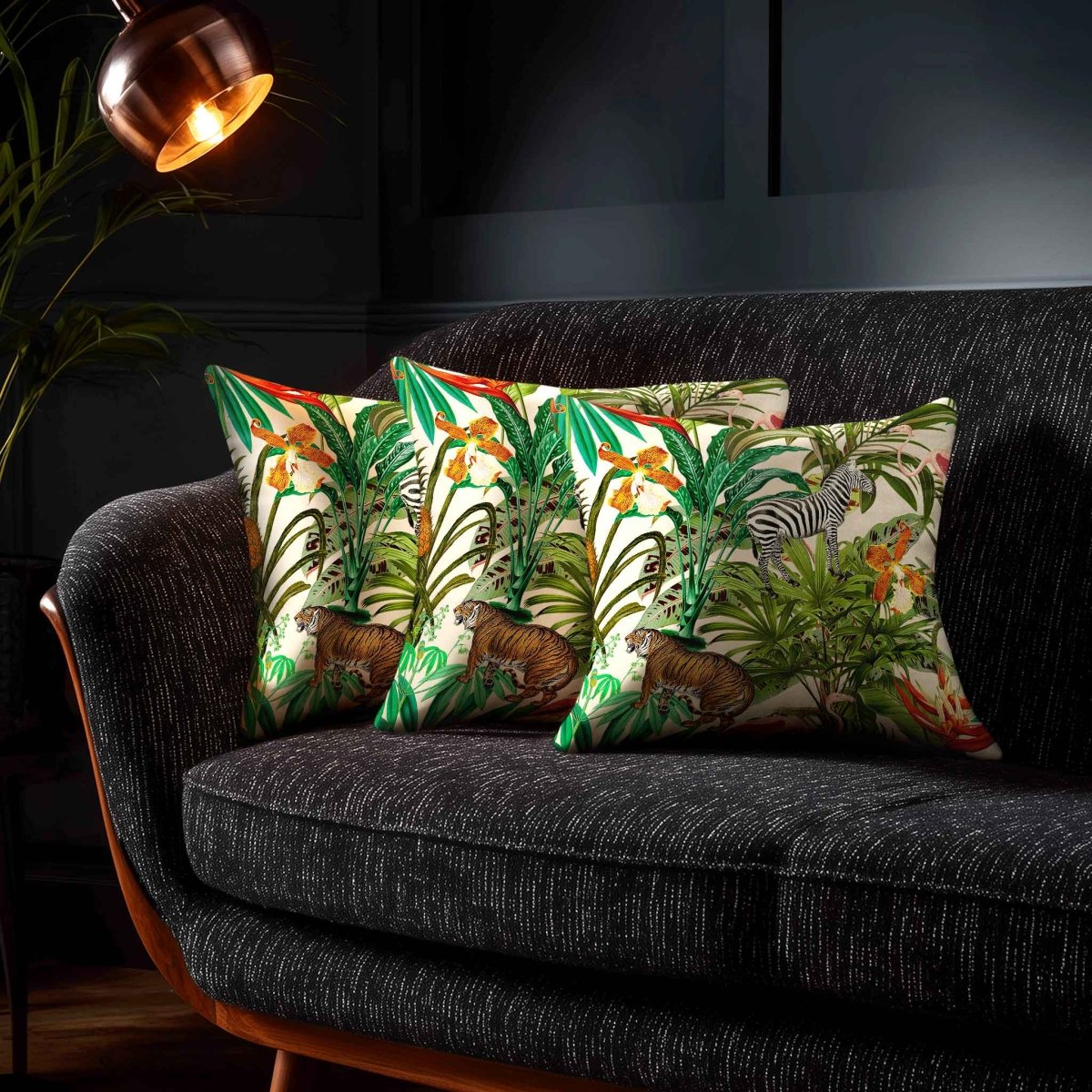 Jungle Fusion | Sustainable Velvet Cushion - Ivory Cream 40 x 40 cm Standard by Izabela Peters