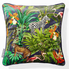 Jungle Fusion | Sustainable Velvet Cushion - Graphite 40 x 40 cm Piped by Izabela Peters