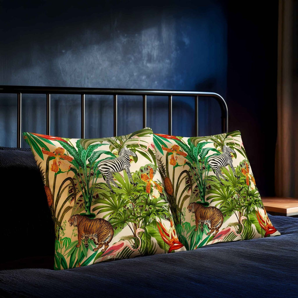 Jungle Fusion | Sustainable Velvet Cushion - Ivory Cream 40 x 40 cm Standard by Izabela Peters