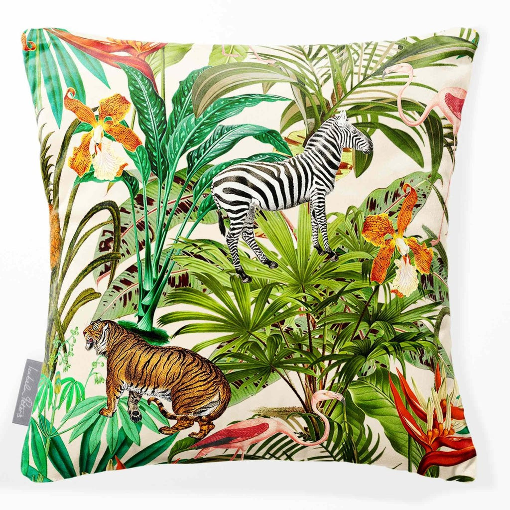 Jungle Fusion | Sustainable Velvet Cushion - Ivory Cream 40 x 40 cm Smooth by Izabela Peters