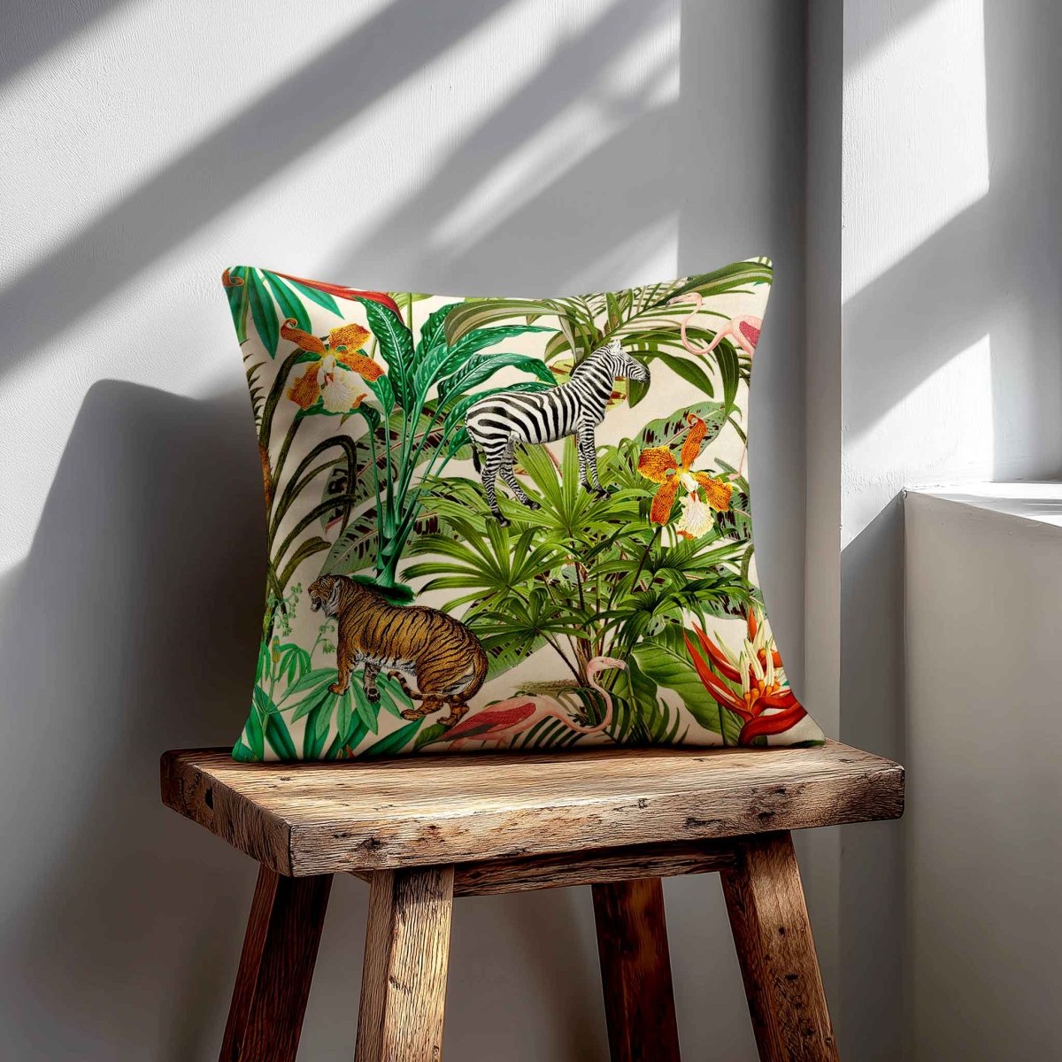 Jungle Fusion | Sustainable Velvet Cushion - Ivory Cream 40 x 40 cm Standard by Izabela Peters