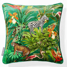 Jungle Fusion | Sustainable Velvet Cushion - Emerald Green 40 x 40 cm Piped by Izabela Peters