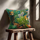 Jungle Fusion | Sustainable Velvet Cushion - Teal 40 x 40 cm Piped by Izabela Peters