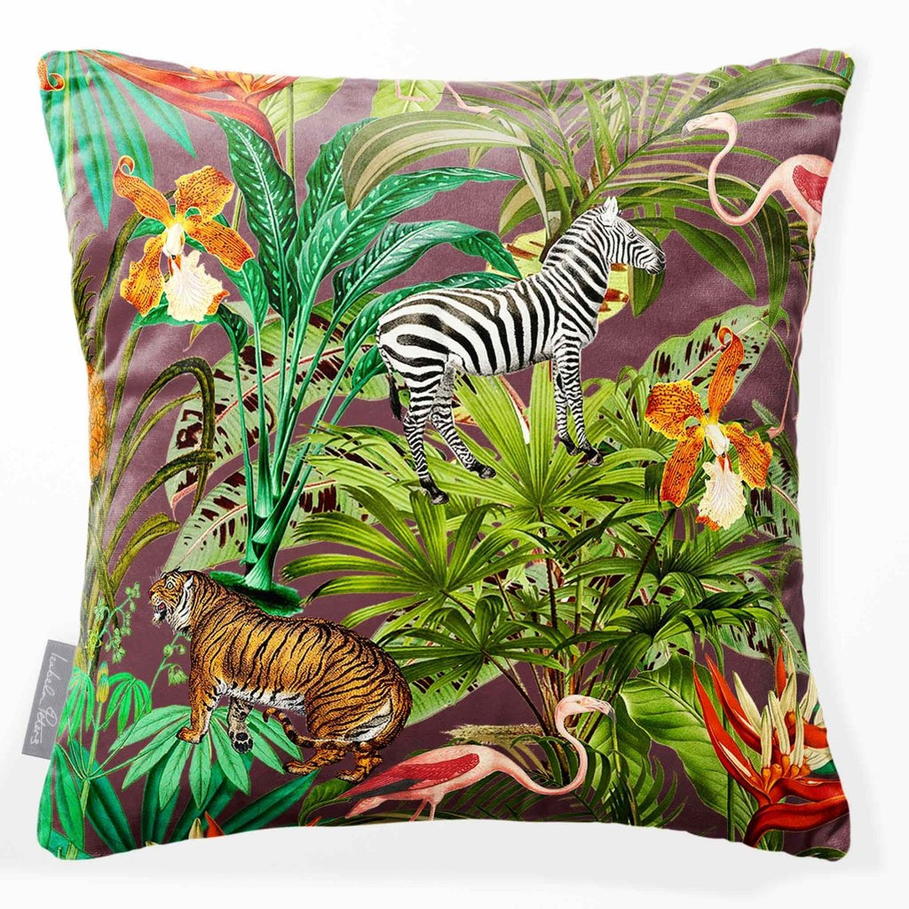Jungle Fusion | Sustainable Velvet Cushion - Italian Grape 40 x 40 cm Smooth by Izabela Peters