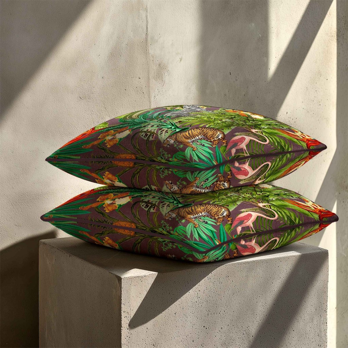 Jungle Fusion | Sustainable Velvet Cushion - Italian Grape 40 x 40 cm Standard by Izabela Peters