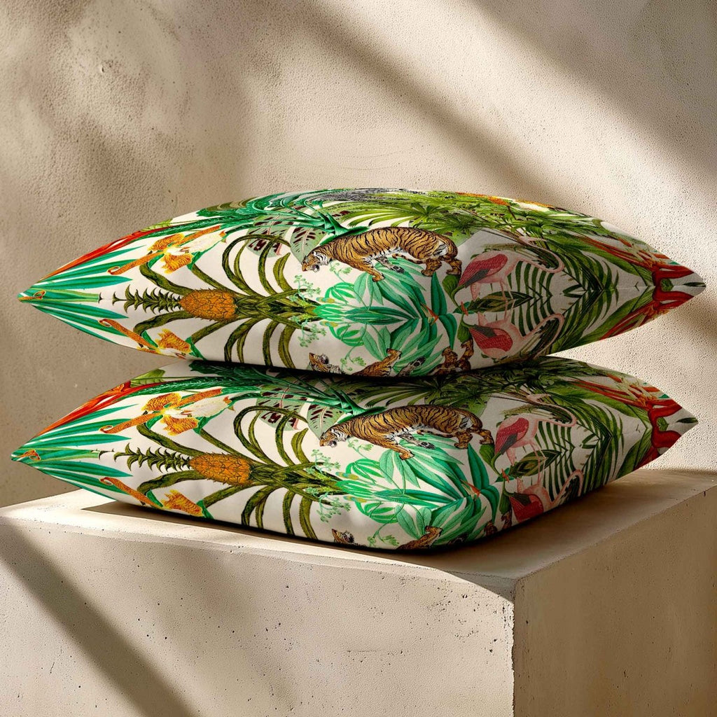 Jungle Fusion | Sustainable Velvet Cushion - Ivory Cream 40 x 40 cm Standard by Izabela Peters