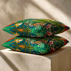 Jungle Fusion | Sustainable Velvet Cushion - Teal 40 x 40 cm Piped by Izabela Peters